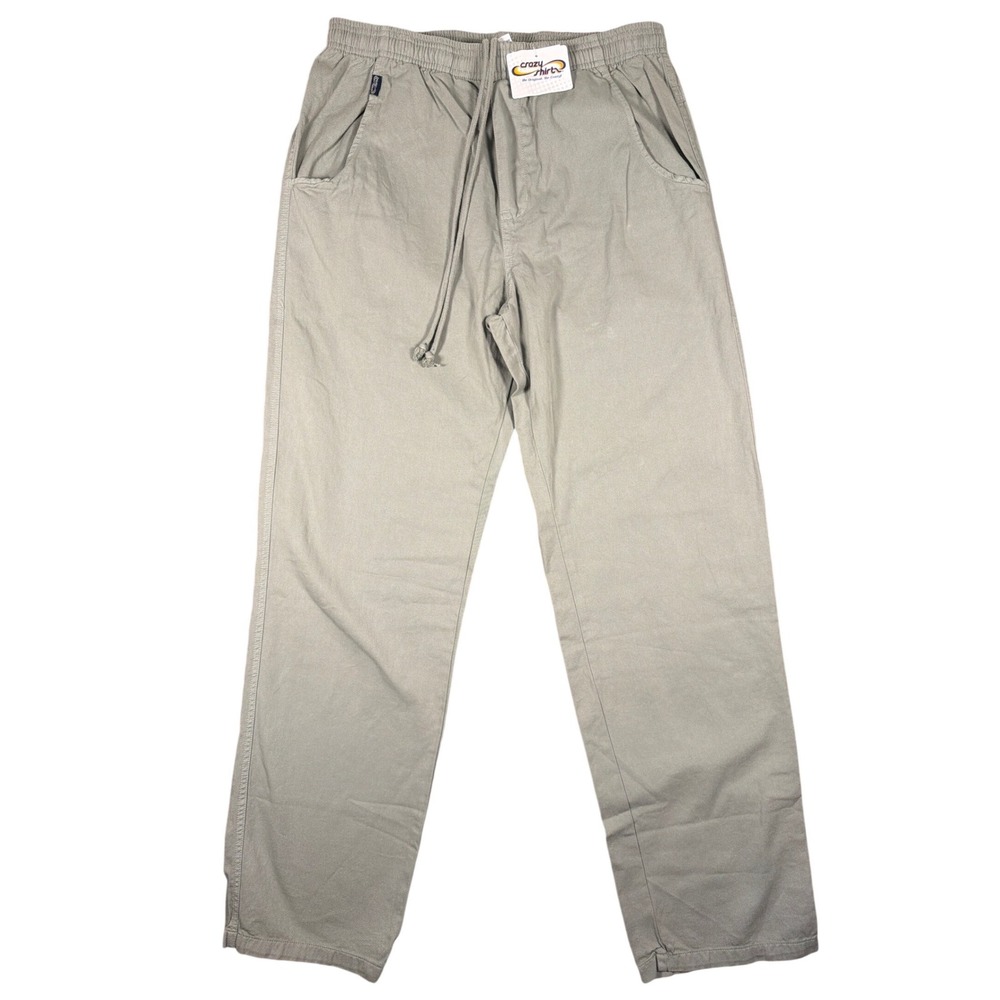 Crazy Shirts Mens Twill Pants Sage Green Elastic Drawstring Cotton B008186 New M